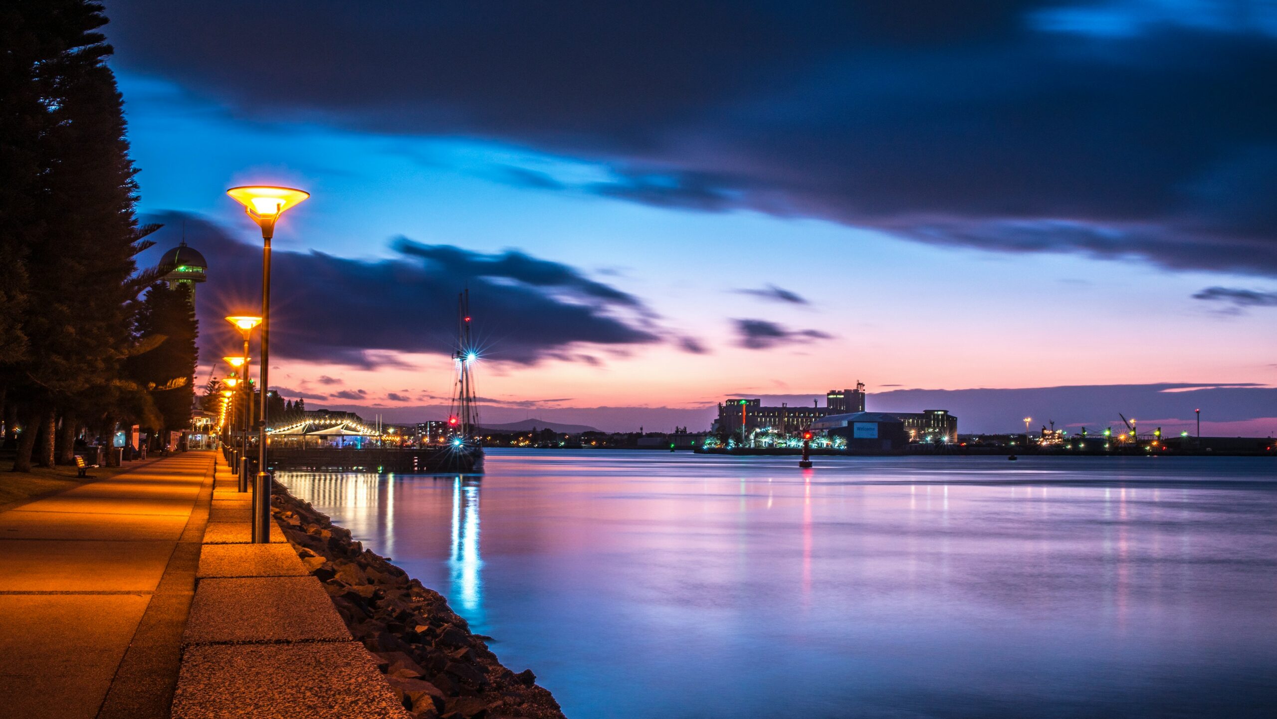 Newcastle foreshore evening lights, Photo by Gilly Tanabose